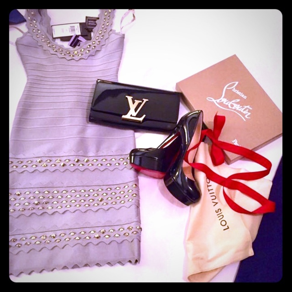 Herve Leger Saige Silver Dress 💯% Authentic